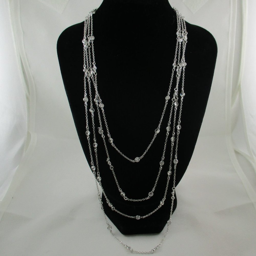 Sterling Silver Four Strand Absolute (Simulated D… - image 1